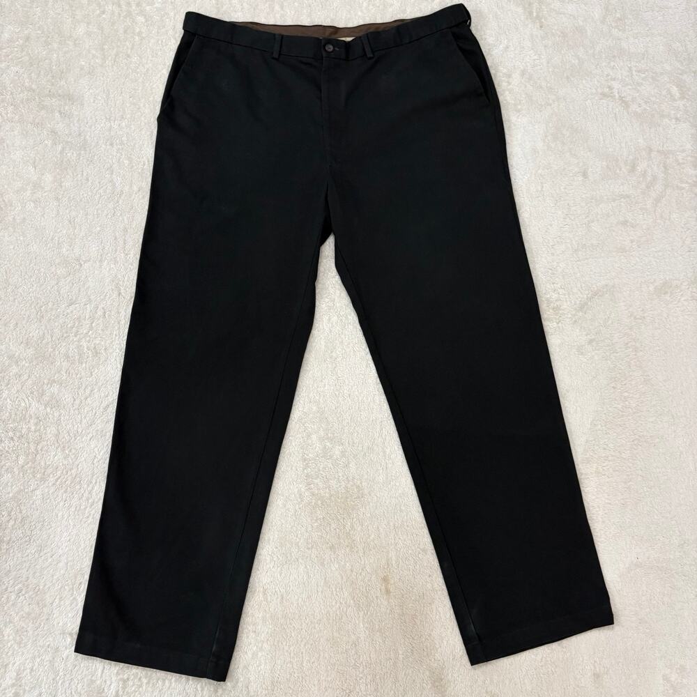 Haggar Mens 42x32 Black Dress Pants Flat Front Cotton Business Casual